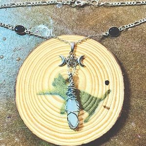 Goddess Moonstone & Onyx Pendant Necklace